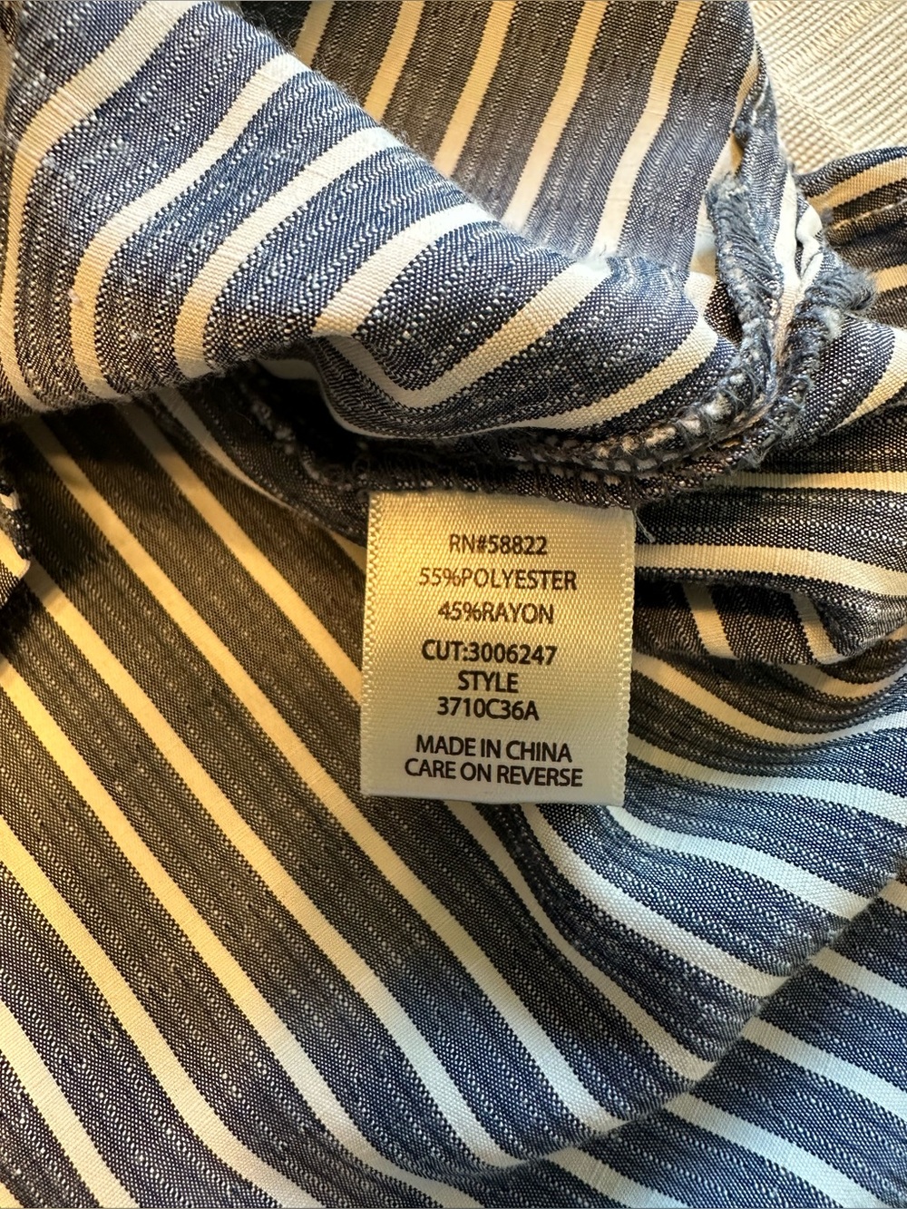 Max Studio London Blue White Striped Button-Up Long Sleeve Blouse Shirt L Large - Picture 9 of 9